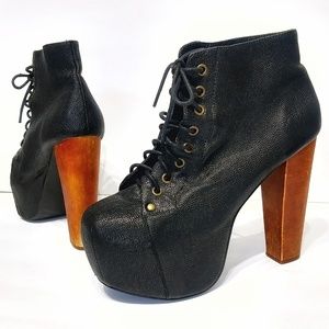 Jeffrey Campbell Lita Black Leather Platform Boots